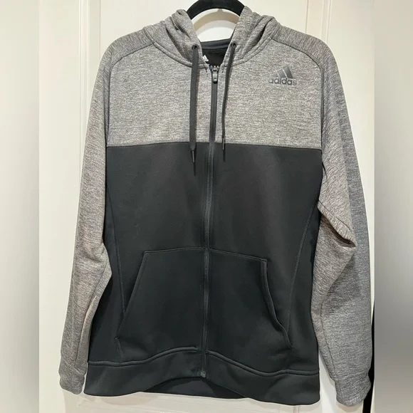 adidas Shirts Adidas Team Issue Fleece Full Zip Hoodie Grey